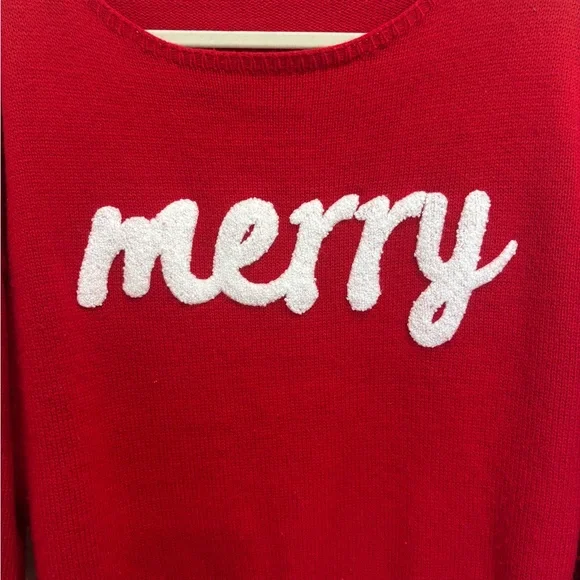 SHEIN Red 'Merry' Crew Neck Sweater - Picture 4 of 4